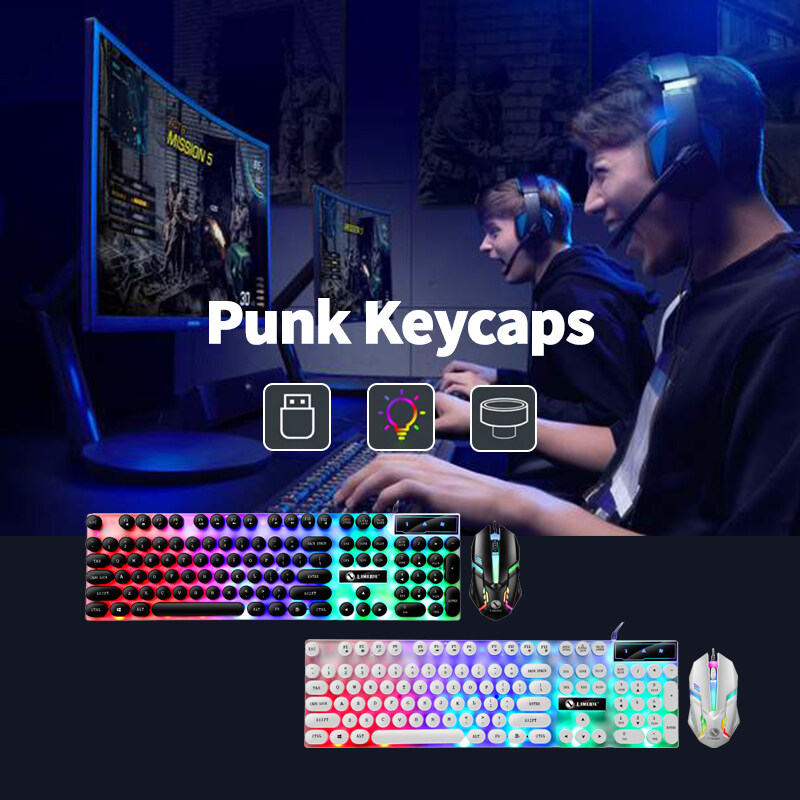 【Free Gift】GTX3000 Backlit Gaming Keyboard Mouse Combo Mechanical Feel Computer Gaming Set LED Backlight USB Keyboard Mouse Set Backlit Full Size 键盘 鼠标 Papan Kekunci Wire Tetikus Win XP/7/8/10 For PC/Laptop. 