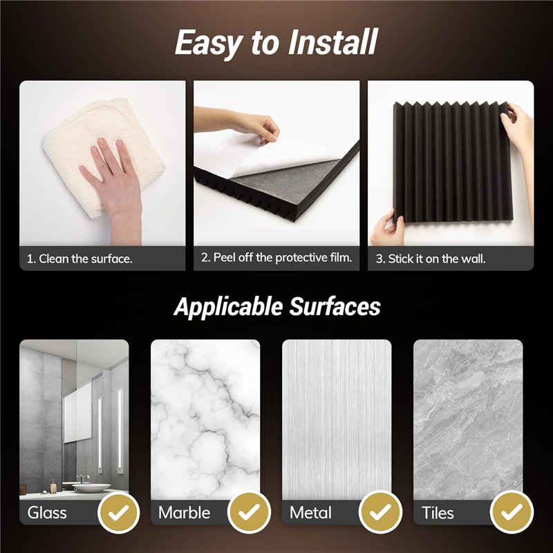 24Pack 2X12X12Inch Self-Adhesive Acoustic Foam Panels, Pyramid Designed Sound Pannels for Home and Studio Easy to Use. 