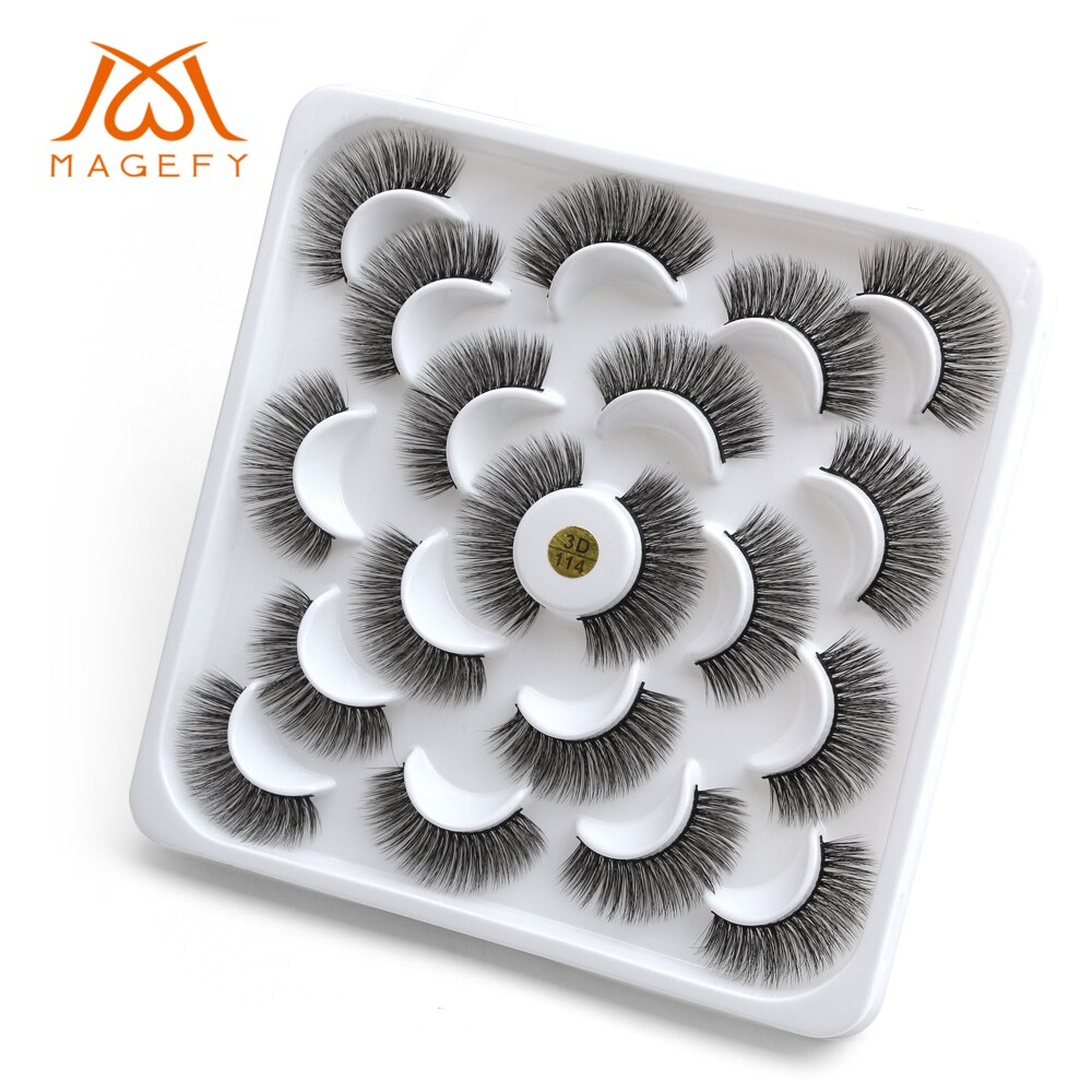 MAANGE 10Pair Mink Hair 3D Eyelashes 3D114: Dramatic Volume, Effortless Elegance. 