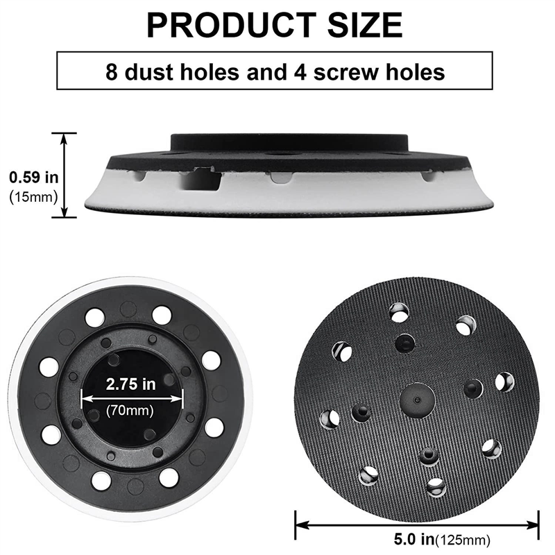 Ultra Durable 492280 Sanding Pad Accessories 125mm (5-Inch), Soft, 8 Holes, Compatible with ES125, ETS125