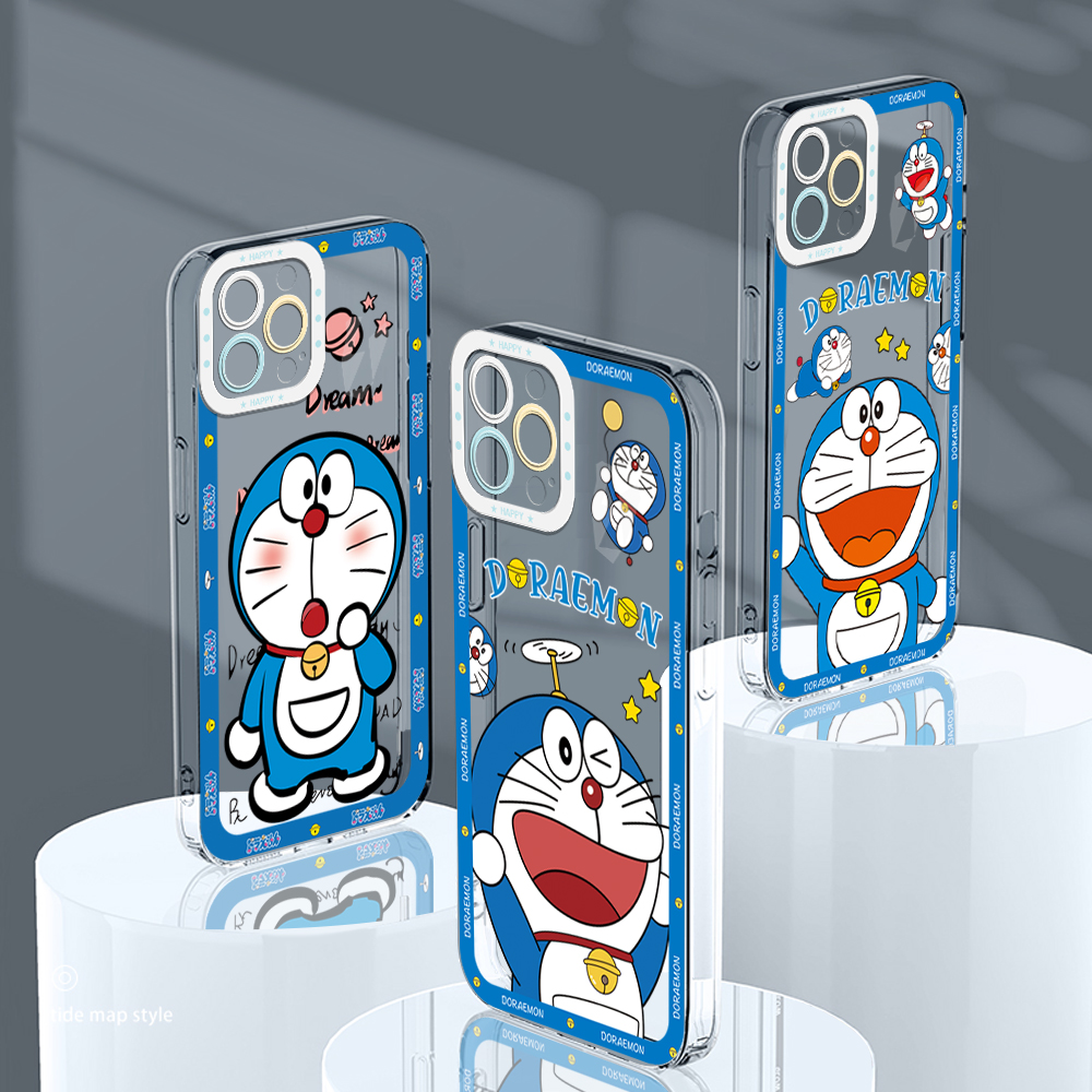 YYDS for iPhone 11 Pro Max Back Cover Happy Doraemon Transparent Silicone Soft Case full lens protection Ultra Thin Phone Case. 
