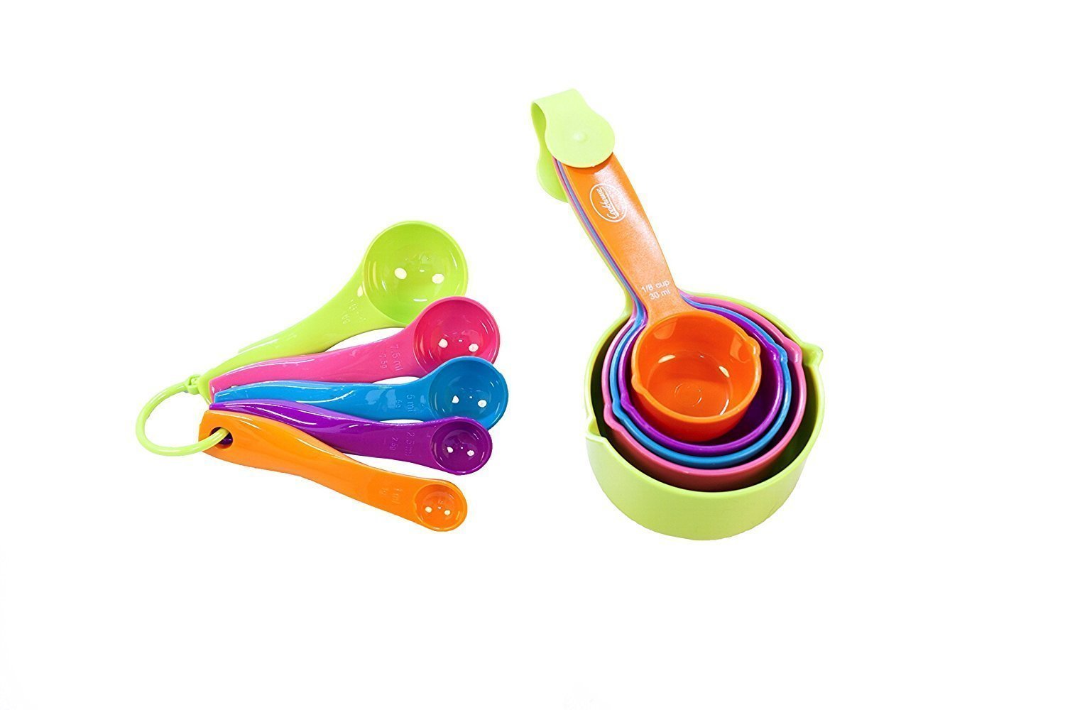 Plastic Measuring Cup And Spoon Set Of 10-Piece (Colorful) - Weight Machine. 
