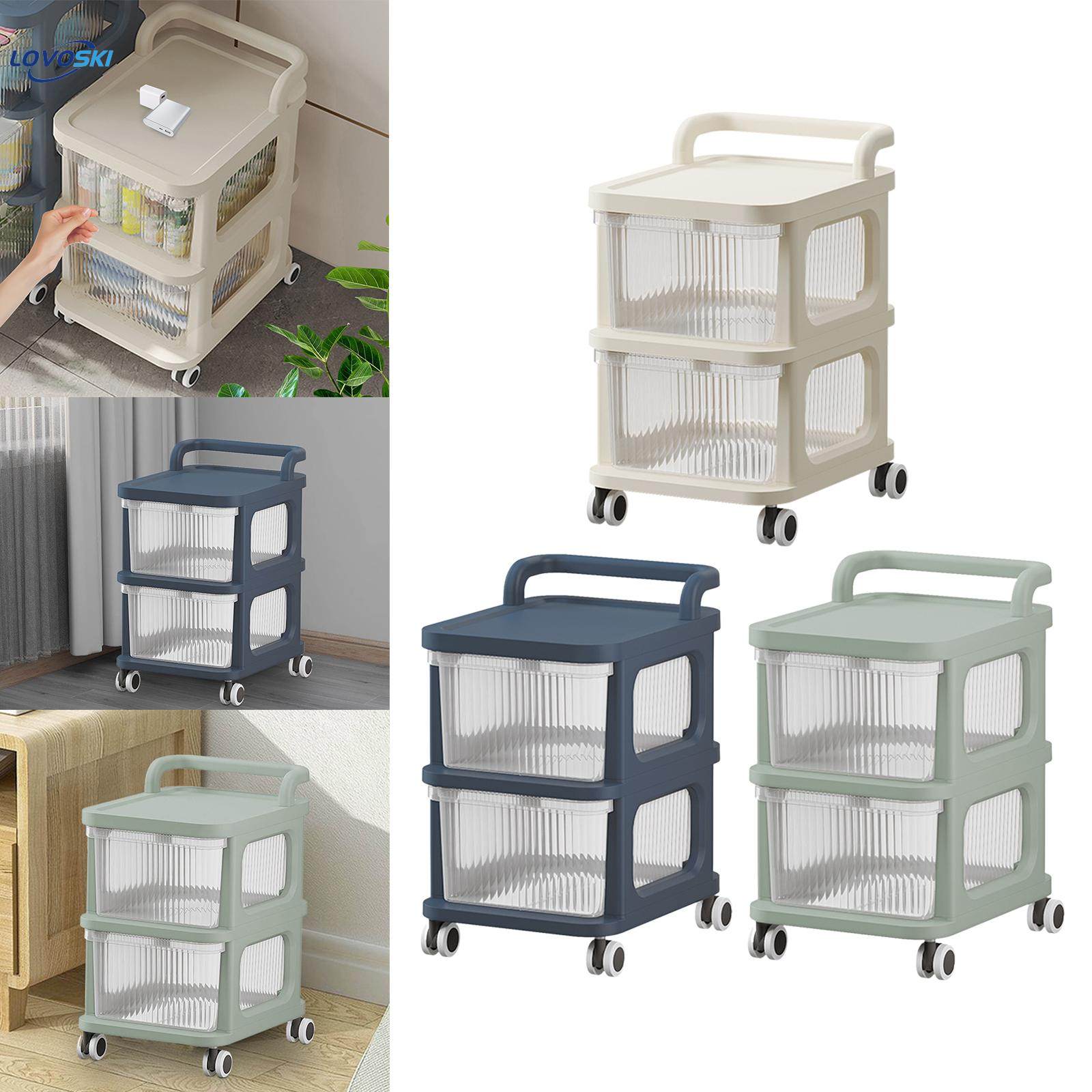 Mobile Rolling Utility Cart Storage Drawer Carts with Brake Wheel Utility Modern 2 Drawers Rolling Wheel Cart for Living Room Buffet Office. 