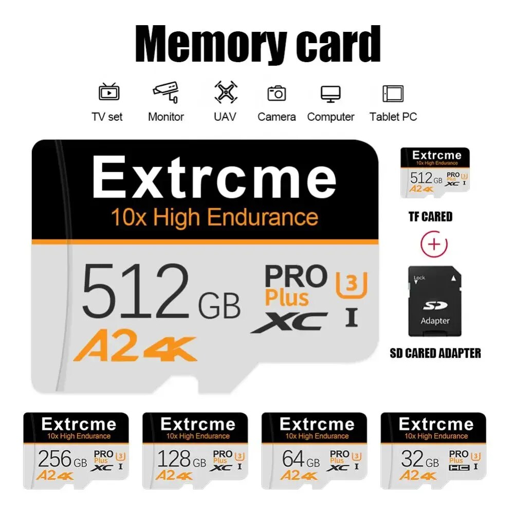 XIAOMI SD/TF Card 2TB Micro A2 Pro Plus 1TB High Speed Memory Card 512GB 100MB/S Cartao De Memoria Storage For Phone/Camera. 