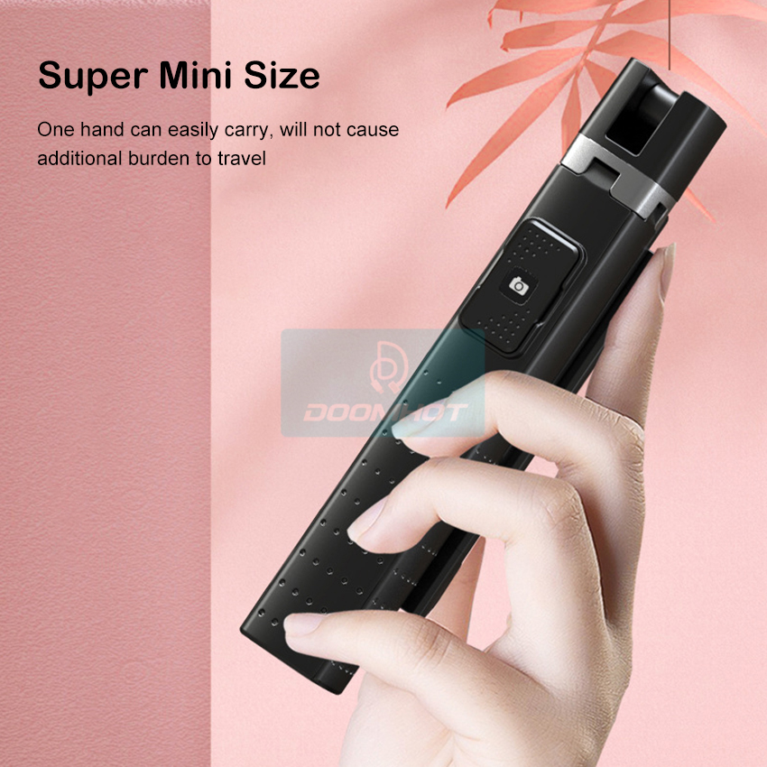 DoomHot P04 Bluetooth Selfie Stick Stretchable Holder Portable 3 Colors LED Fill Light Anti-Shake Stabilizer Adjust 360°Rotating Stand Holder Self-Timer Artifact Rod. 