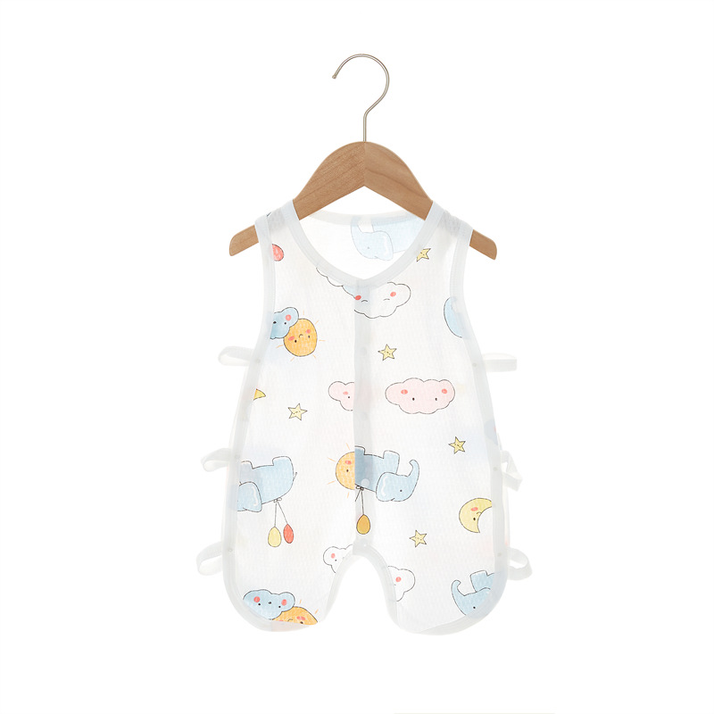 Baby jumpsuit, summer pipa suit, ultra-thin pure cotton baby newborn sleeveless hollow vest, romper suit