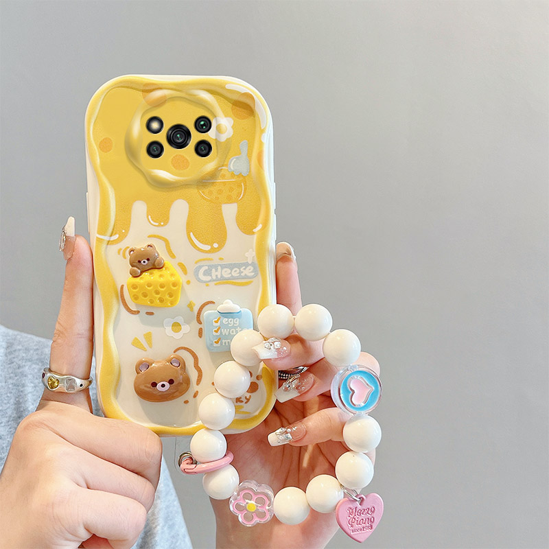 For Xiaomi Poco X3 Pro Poco X3 NFC Phone Case 3D Cute Animal Cartoon Patterns + Beautiful Flower Bracelet Soft Case. 