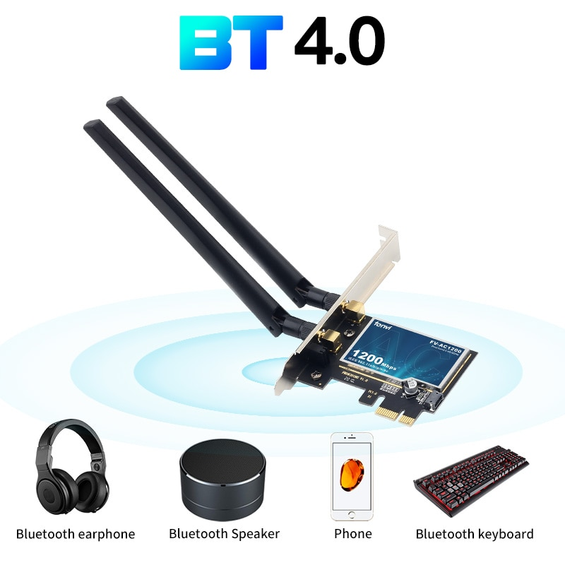 1200Mbps Dual Band Wireless WiFi Card Adapter Desktop 802.11AC For Bluetooth 4.0 PCIE WiFi Adapter 2.4Ghz/5Ghz For Win 7 8 10. 