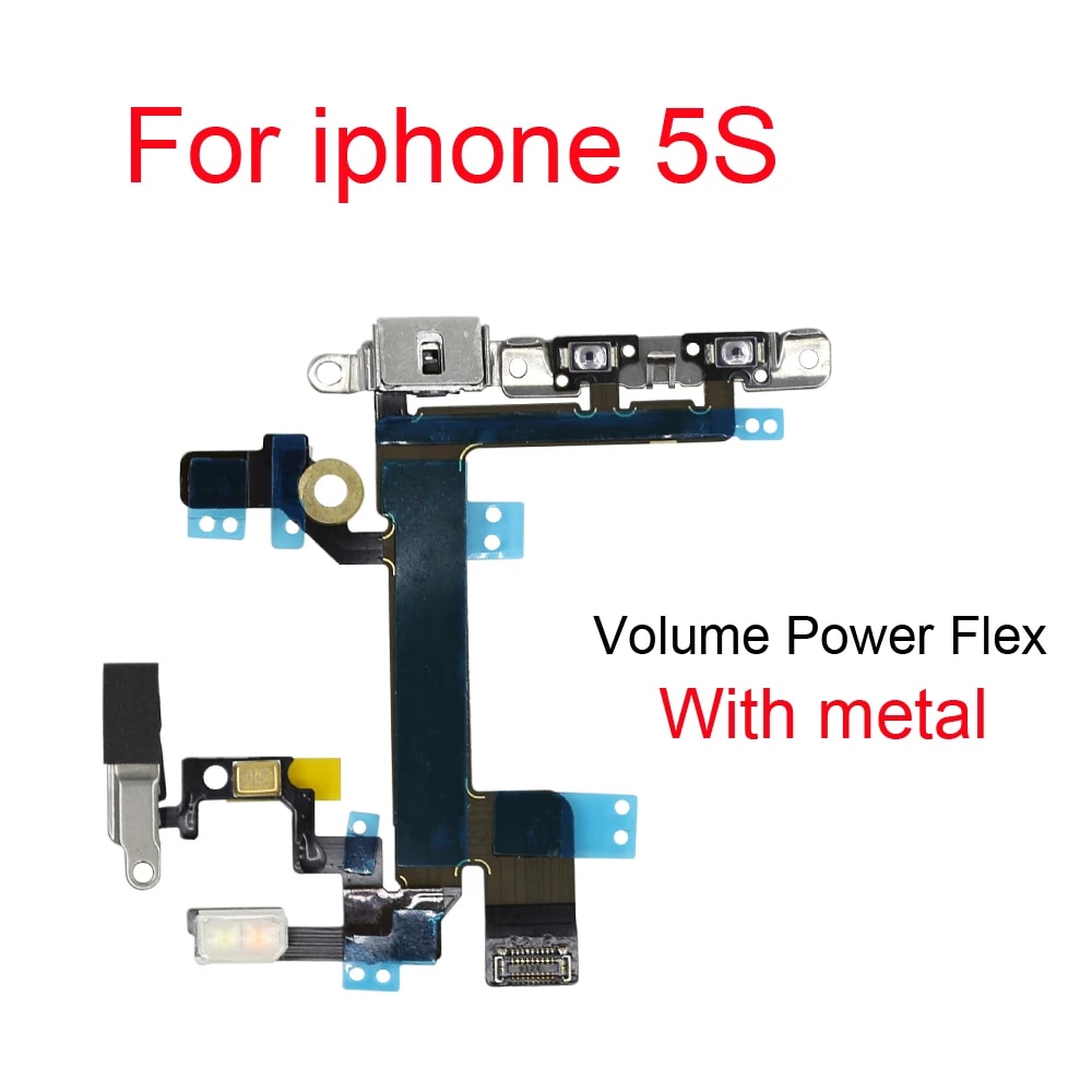 New Power Button On Off Flex Cable For iPhone 5 5S SE 2016 2020 Mute Volume Switch Connector Ribbon Parts. 