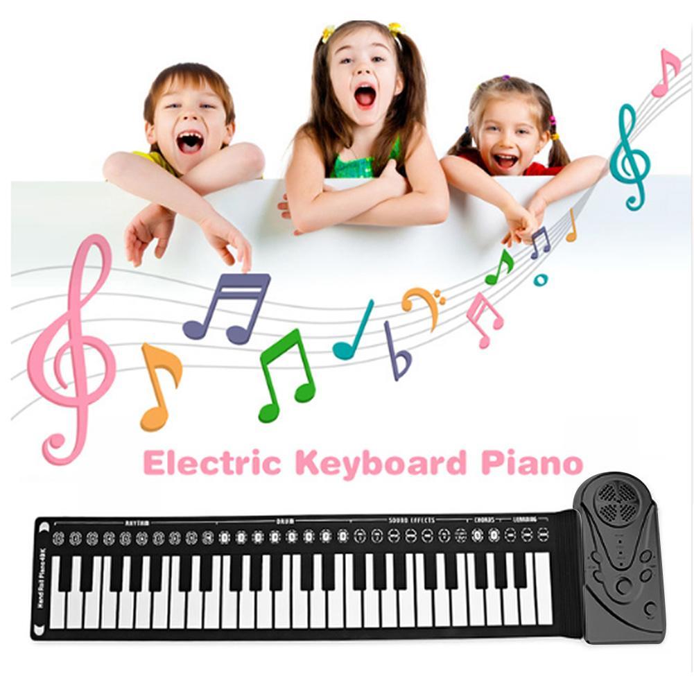 Portable 49-Key Flexible Silicone Roll Up Piano Folding Electronic Keyboard. 