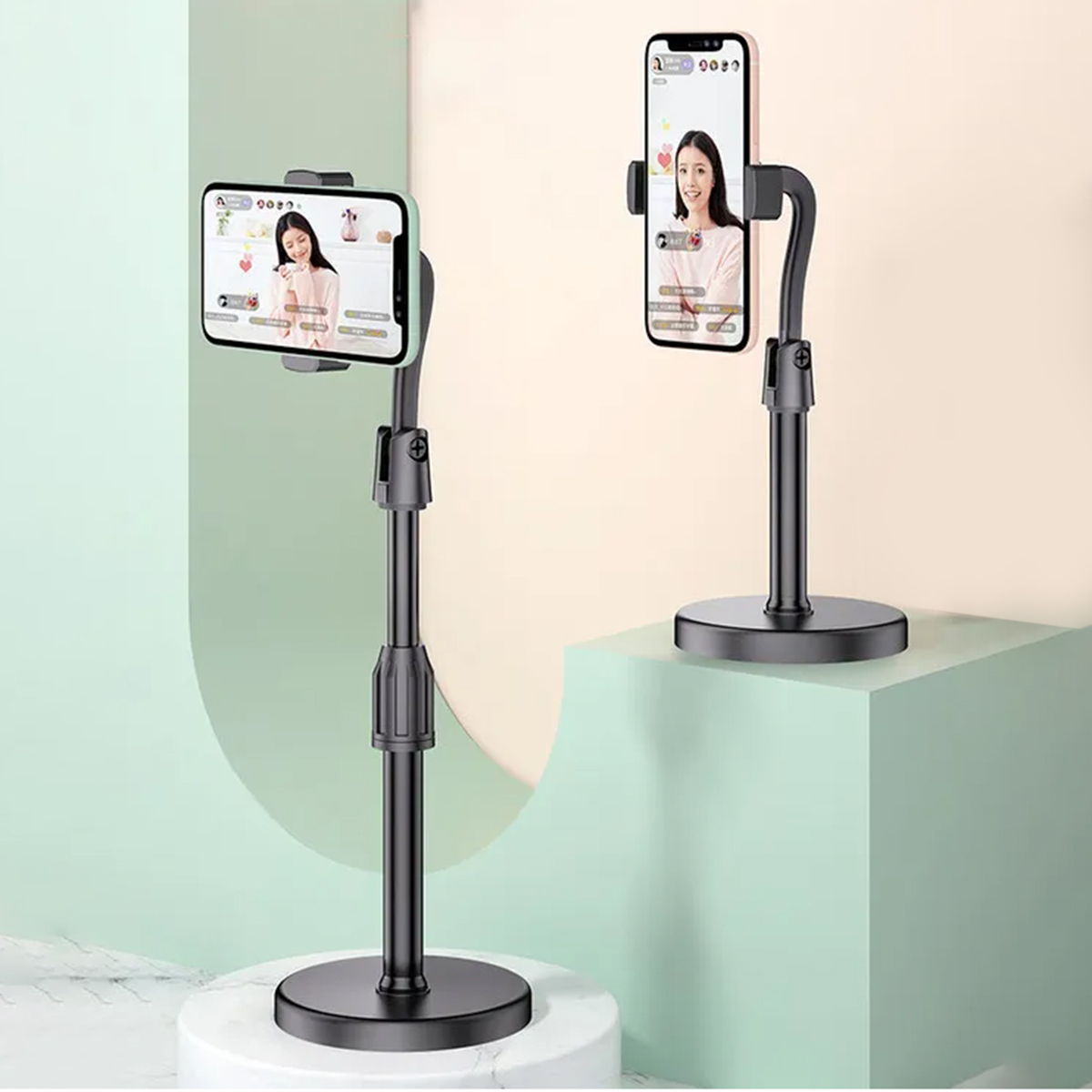 Stands For Smartphone Round Base L7 Retractable Multifactional Heavy Duty Mobile Holder Stand For Live Streaming Video Blogs Or Online Classes - Phone Stand. 