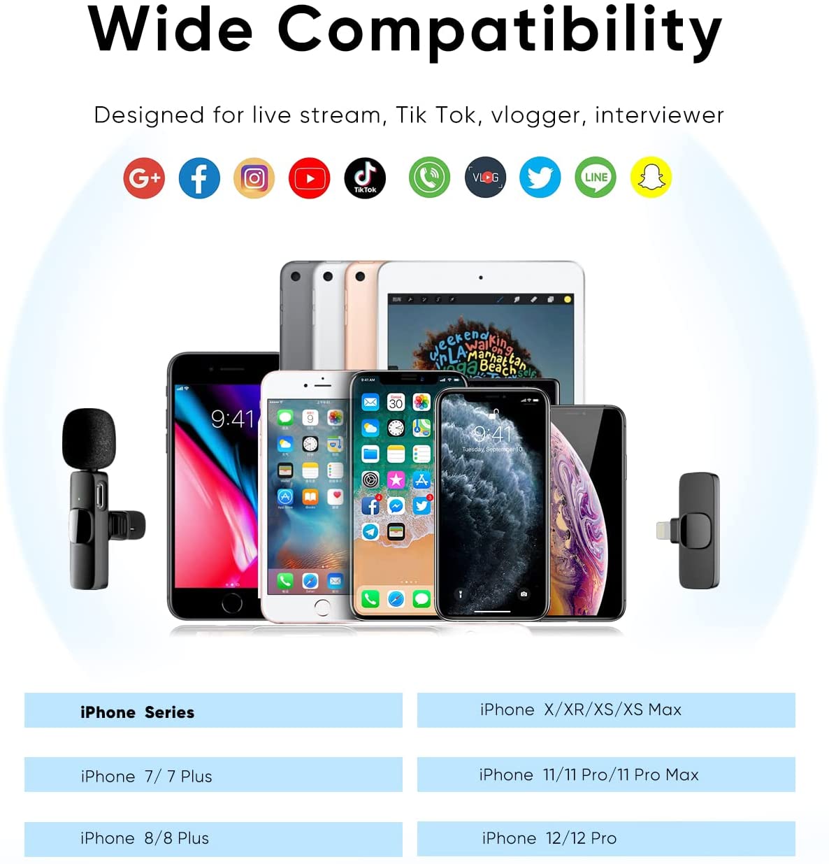 Wireless Lavalier Microphone Portable Mini Mic for i-Phone Android Phone live broadcast - Microphone - Microphone - Microphone. 