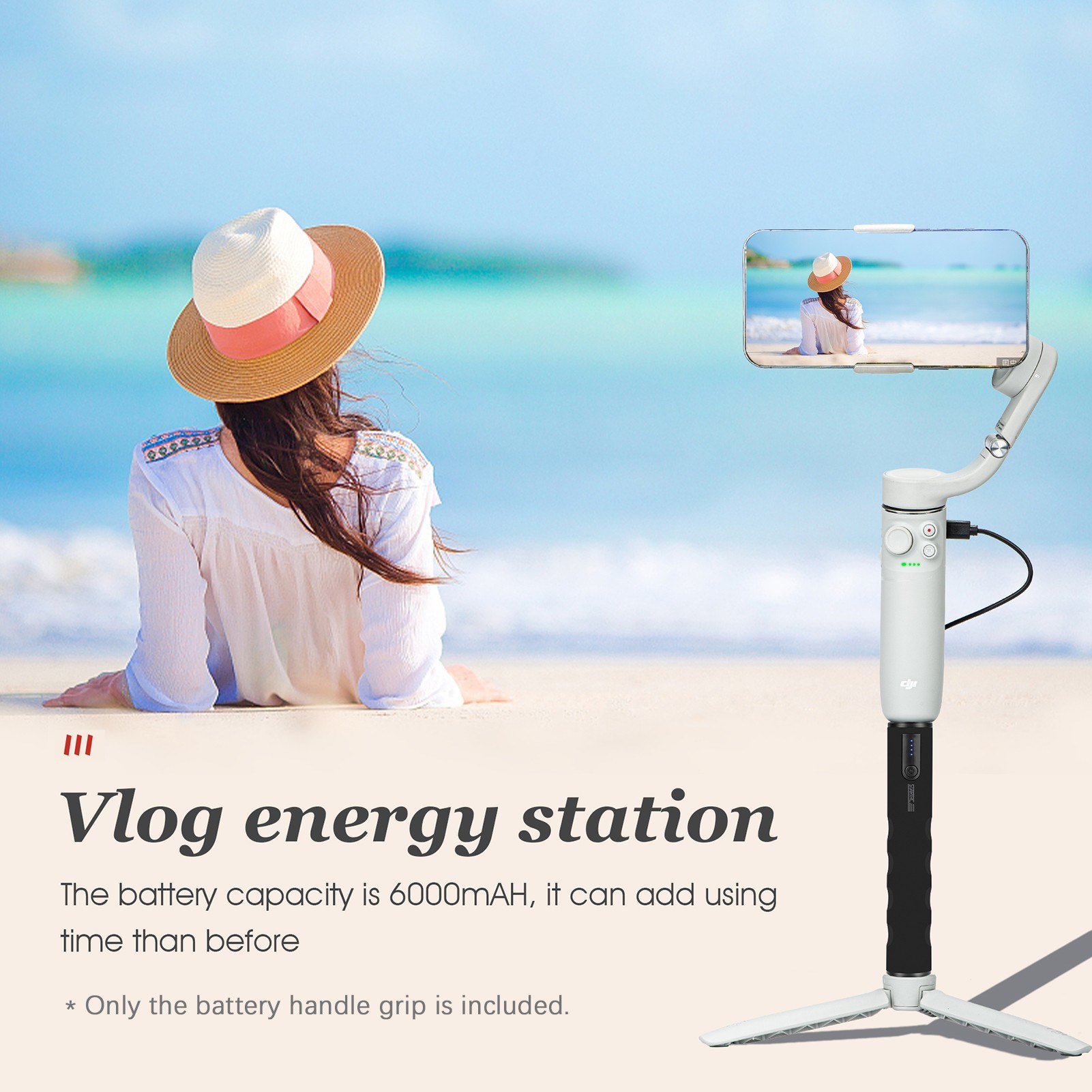 STARTRC multifunctional power bank handle with 6000mAh large - black. 