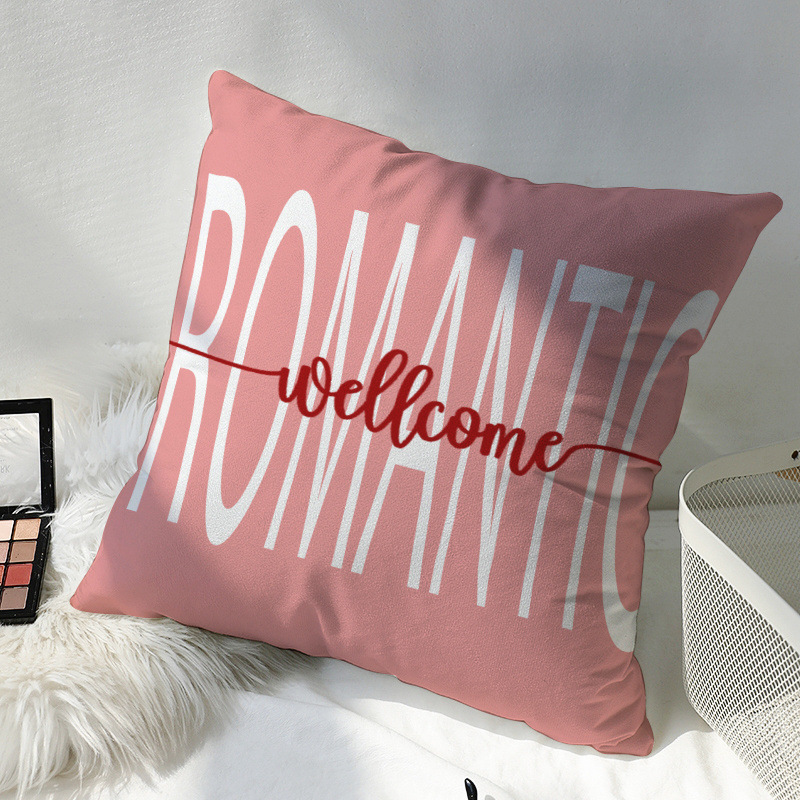 Cross-border fashion simple pink letter picture super soft pillowcase square animal pillowcase sofa office pillowcase