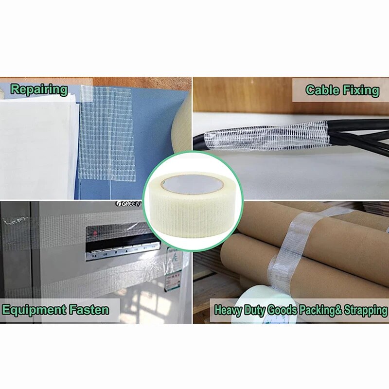25M Strong Filament Strapping Tape Heavy Duty Transparent Reinforced Fiberglass Tape Single Side Adhesive For Packing Fixed Seal. 