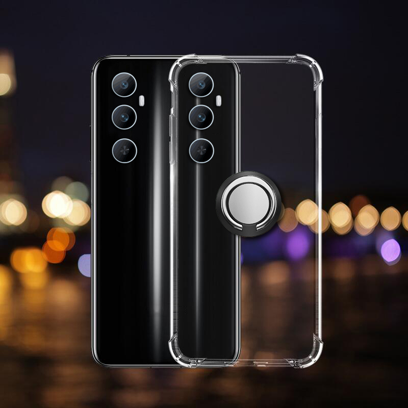 Phone case For Realme C65 Soft Clear Transparent Protector Shockproof Car Adsorb Holder Ring Cover Back Cover For Realme C65 4G Case
