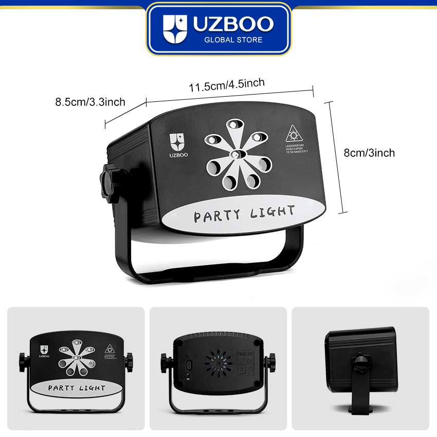 UZBOO 128/64 Pattern Laser Stage Lights DJ Disco Lamp Party Projector Lights Sound Activated Strobe Lights RGB Laser Projector For Birthday Wedding KTV Bar Concert USB Plug. 