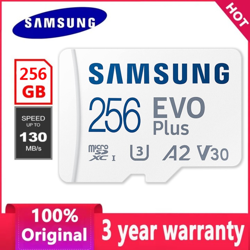 【Ready Stock+FREE Shipping+COD】SAMSUNG EVO Plus w/SD Adaptor 256GB Micro SDXC, Up-to 130MB/s, Expanded Storage for Gaming Devices, Android Tablets and Smart Phones, Memory Card, MB-MC256KA/AM