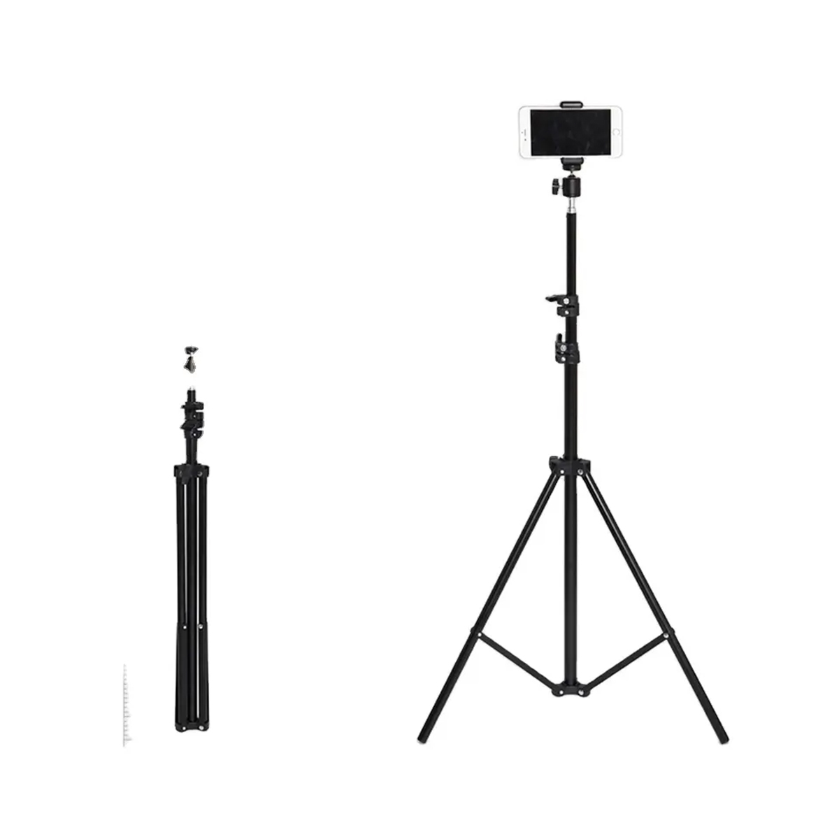 6 Feet Adjustable Light Stand Tripod Stand for Mobile Aluminum Alloy Material with MOBILE HOLDER FREE. 