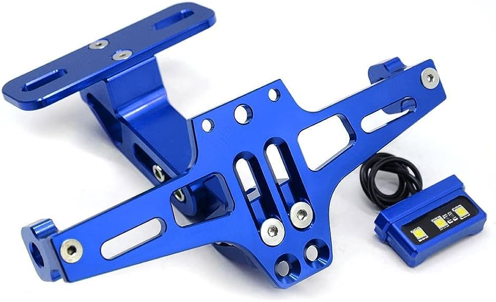 CNC Frame Motorcycle License Number Plate Holder Bracket With Led Adjustable Multicolor. 