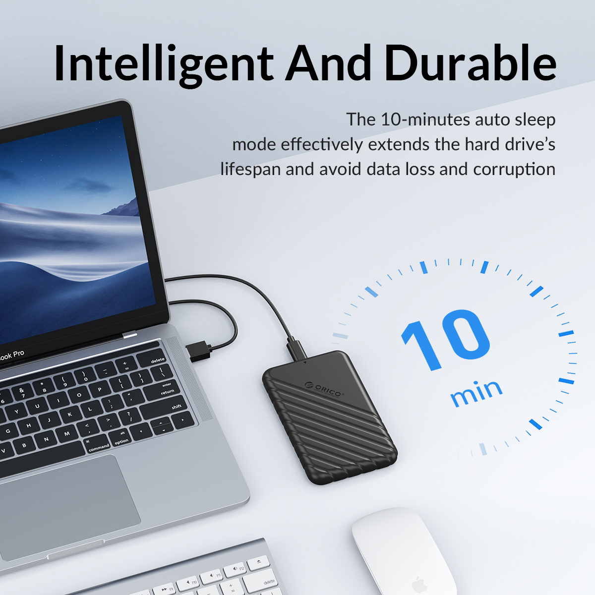 ORICO-25PW1C-C3 2.5 inch USB3.1 Gen1 Type-C Hard Drive Enclosure Type-C to Type-C Cable. 
