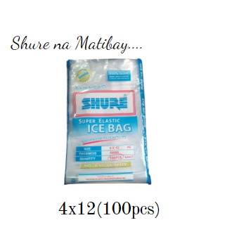100 pcs Shure Ice Bag 4x12 Super Elastic Icebag  Virgin Material PE Plastic Pang Yelo