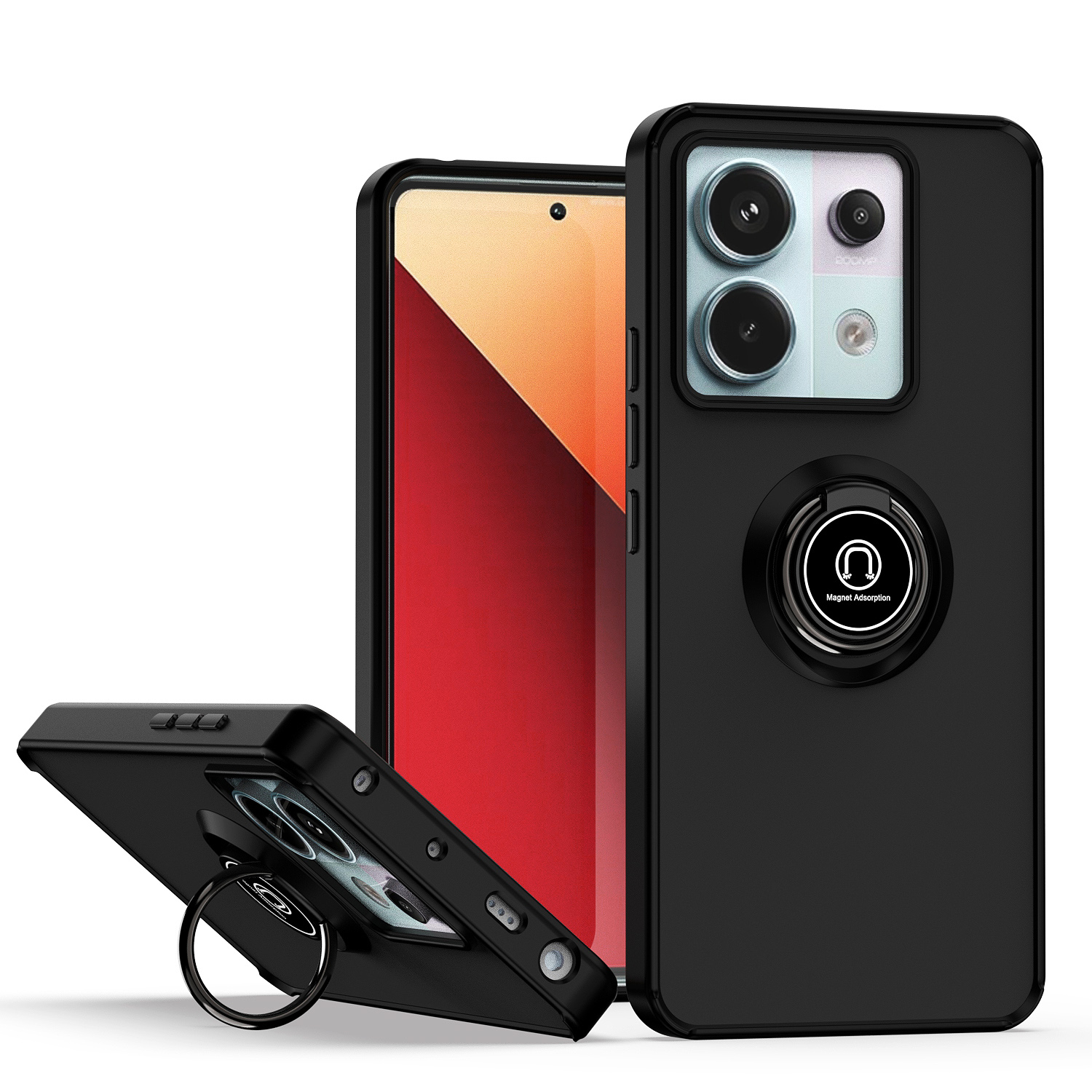 lthmy for Xiaomi Redmi Note 13 Pro 5G case ring Holder Kickstand Matte Back Soft Bumper Hybrid Protective Cover case