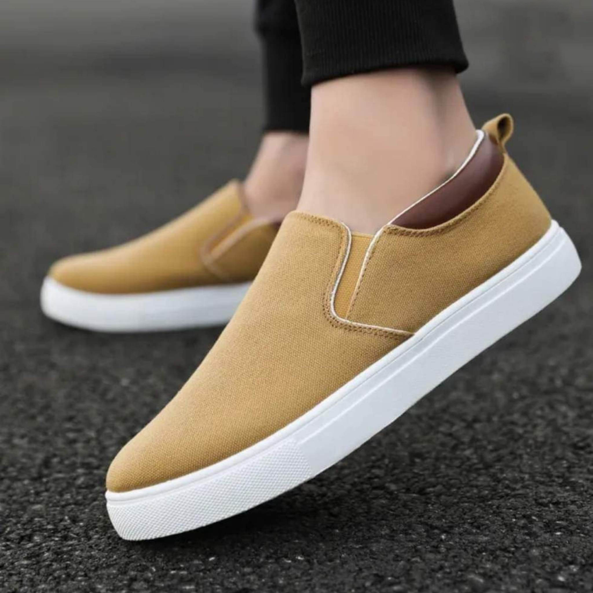 Premium Quality Korean Canvas Casual Loafers - Breathable Slip On For Men. 