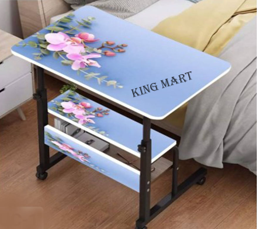 Laptop Table Height Adjustable Movable Laptop Desk With Storage Shelf Computer Desk Table 2 Layers - Foldable Laptop Stand. 
