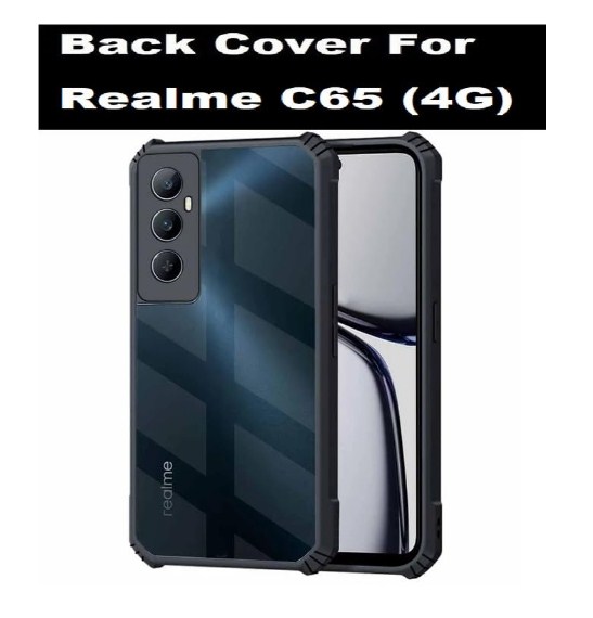 Spazy Case® Realme C65 4g Back Cover | Transparent Crystal Clear Hard PC Back Case with TPU Bumper, Drop Protection Case Cover for Realme C65 4g. 