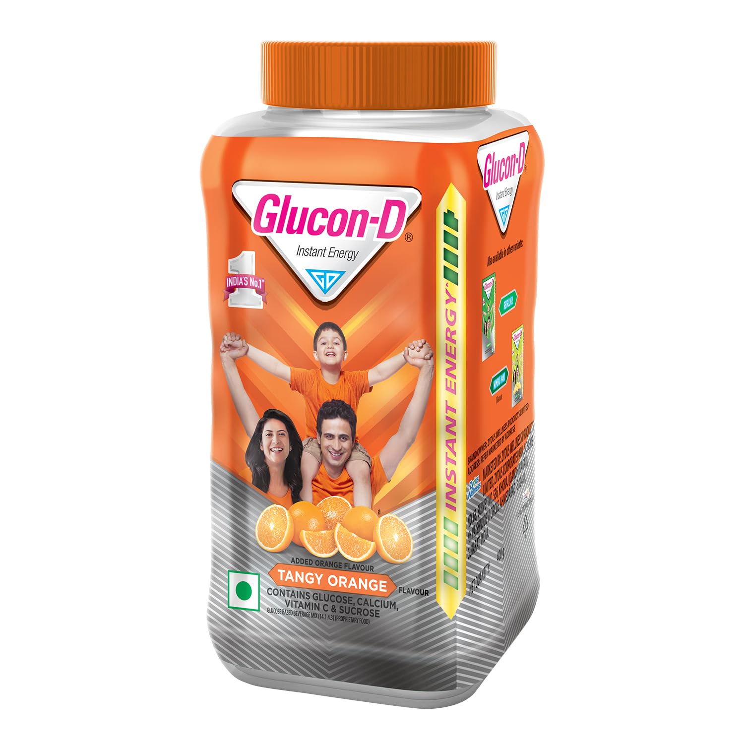 Glucon-D Tangy Orange Glucose Powder(400g, Jar). 