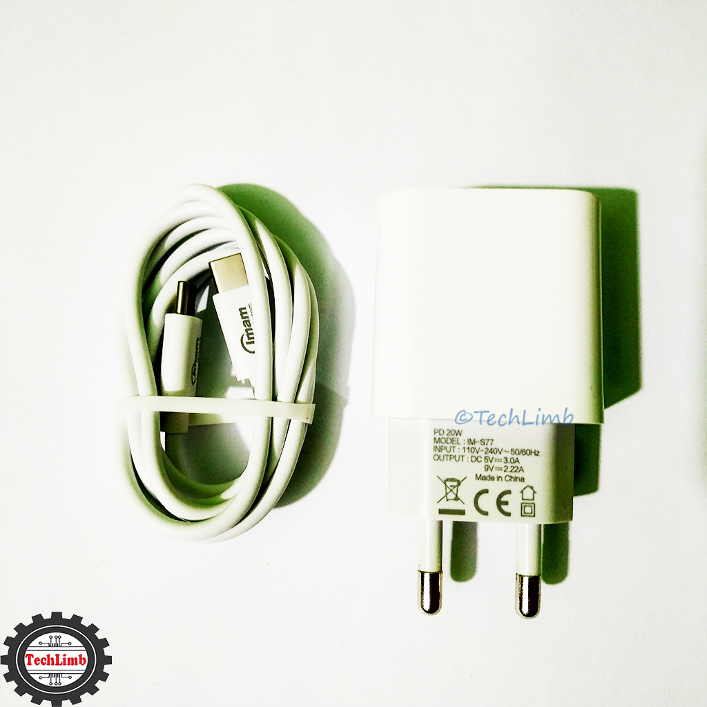 Fast Charger IM-S77 | 20W PD 5V/3A 9V/2.22A Power Adapter with Type-C Cable | Fast & Stable Charging | TechLimb – Best Price in Daraz BD!. 