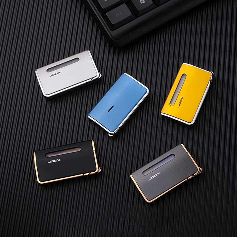 Ultra-thin Windproof Mini Inflatable Lighter Metal Gas Lighter Refillable Butane Cigarette Lighter Red Flame. 