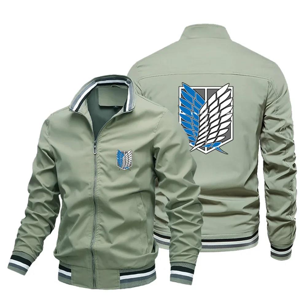 2024 Japanese Manga Print Attack on Titan Print Baseball Jacket Men's Jacket Street Y2k Harajuku Style Jacket Biker Jacket S-4XL. 