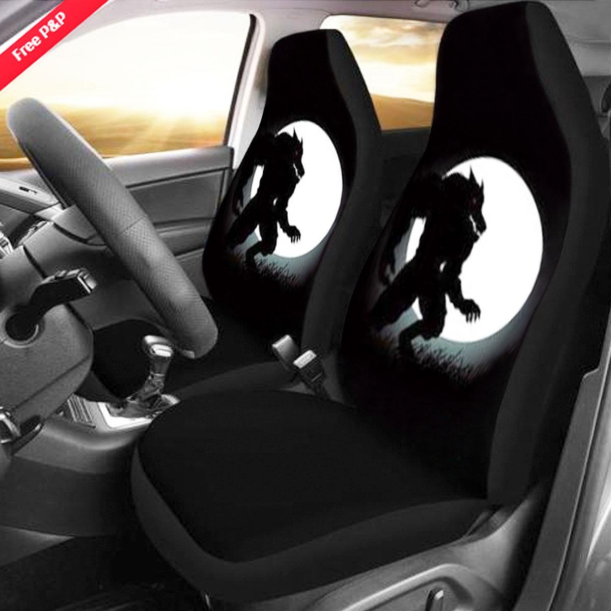 2 Pcs 3d Printed Spirit Wolf Man Car Seat Covers Wolves Howling Universal Fit