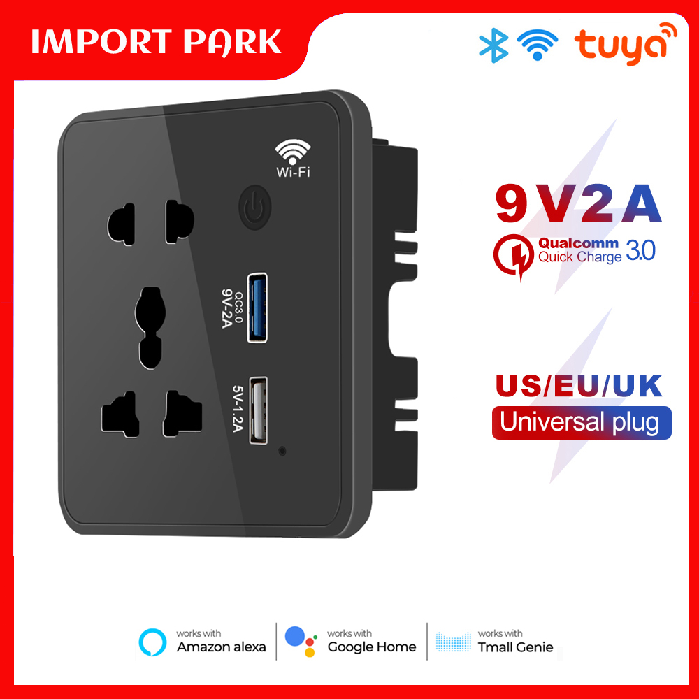 Tuya Smart Multiplug Wall Socket with USB Quick Charging. 