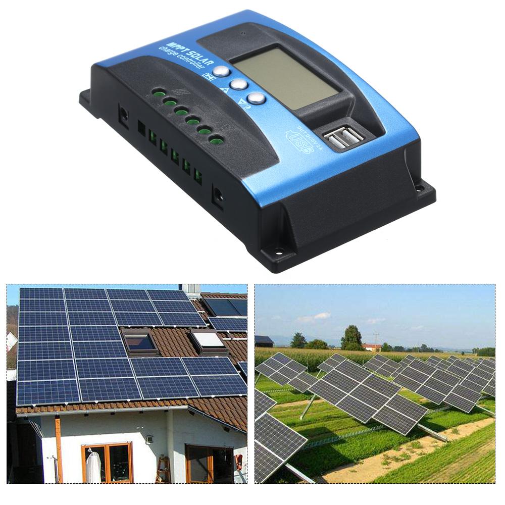 30A MPPT Solar Charge Controller Dual USB LCD Display Auto Solar Cell Panel Charger Regulator. 