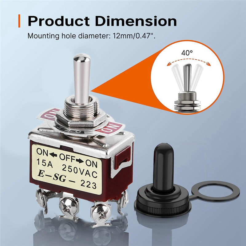 5PCS Momentary Toggle Switch 12V DC 3 Position 30A DPDT (ON)-Off-(ON) 6 Pin Car Toggle Switch with Cover for Car Boat. 