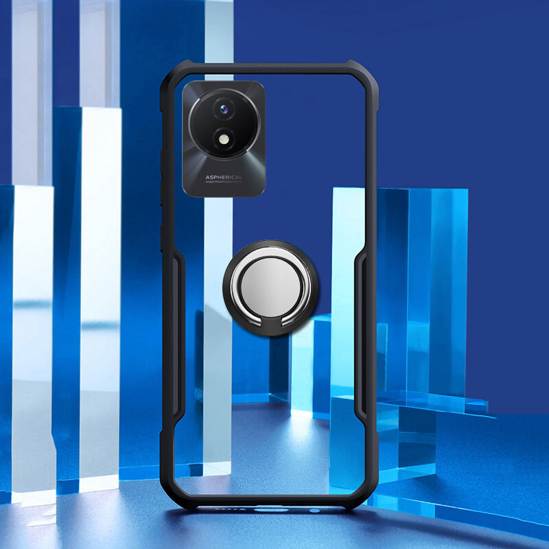 Phone Case VIVO Y02 Back Cover Hard Clear Transparent Shockproof Handphone Cases Casing hp for VIVO Y02 Cover Cases Car Magnetic Navigation Holder Ring Cover. 
