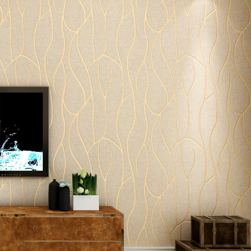 GC 10m 3 Layers Non-woven Wallpaper Simple Modern Thickened Waterproof Noise-proof Living Room Bedroom Tv Background Wall Stickers color:off white. 
