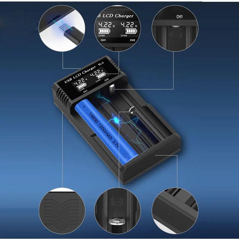 USB LCD Battery Smart Charger 18650 Battery Charger 1 / 2 Slots Dual for3.7V Rechargeable Battery for 1.2V NI-MH AA / AAABattery. 
