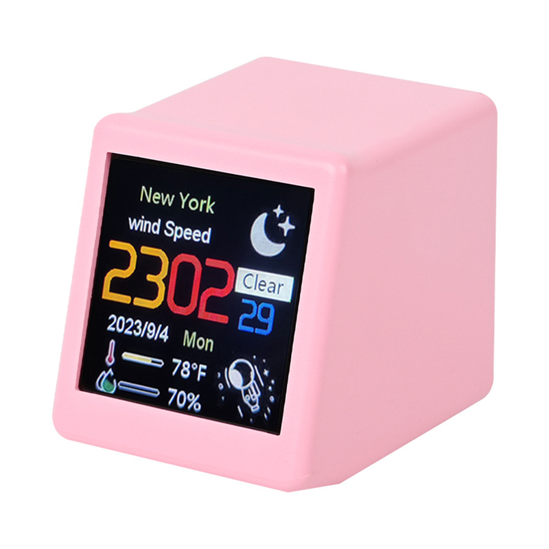 Smart WIFI Weather Station Clock DIY Cute GIF Animations Desktop Decoration Electronic Album Function MINI Clock E Easy Install Easy to Use. 