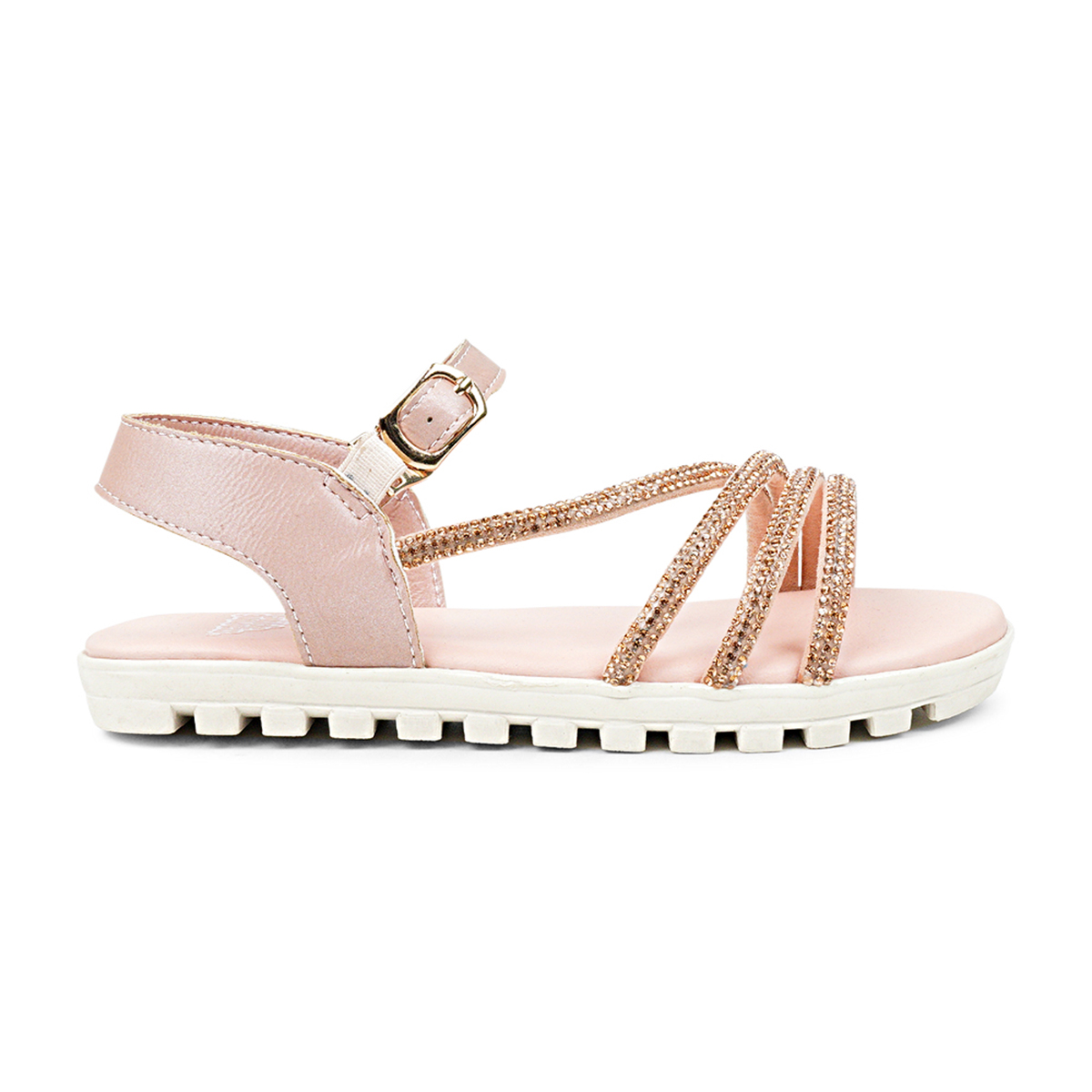 BubbleGummers SILVIA Shinny Belt Sandal for Little Girls. 
