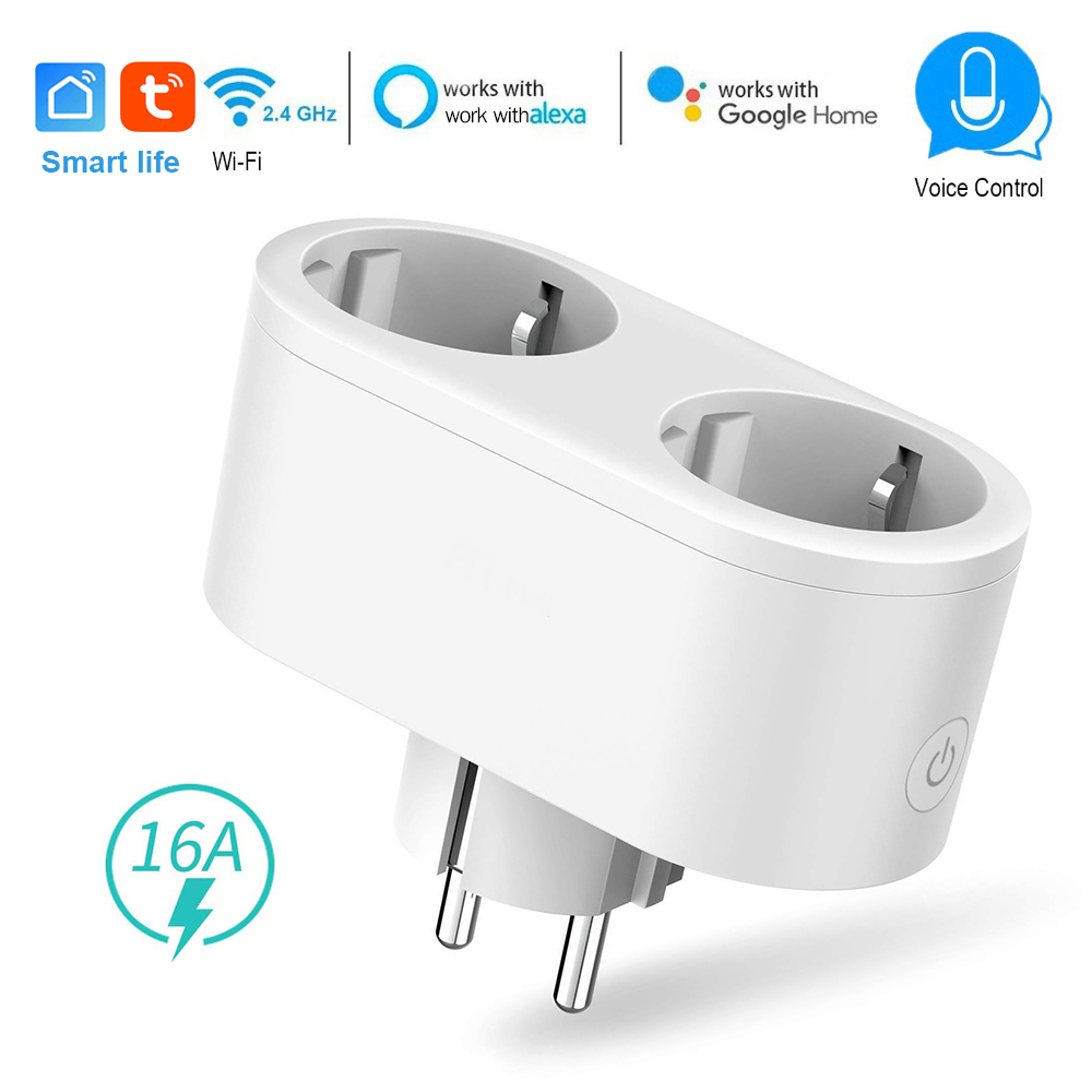 Smart Plug Dual Wifi Plugs 2 in 1 Extenders Socket Works with Alexa Google Home Smart Life App No Hub Required Schedules. 