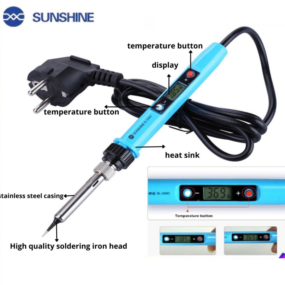 Sunshine SL-936D 80W Adjustable Temperature LCD Display Electric Soldering Iron. 