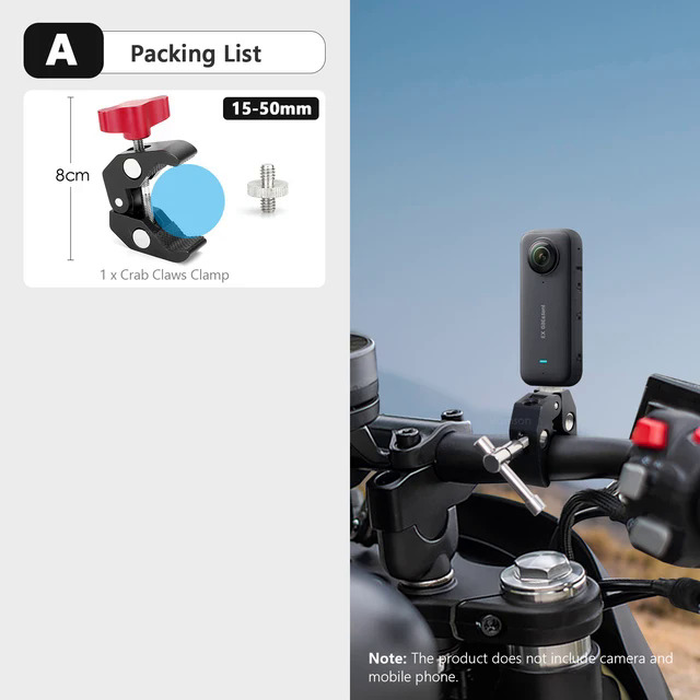 Vamson for Insta360 One X3 Motorcycle 3rd Person View Invisible Selfie Stick Handlebar Clamp Mount for Insta 360 X2 GoPro Camera. 