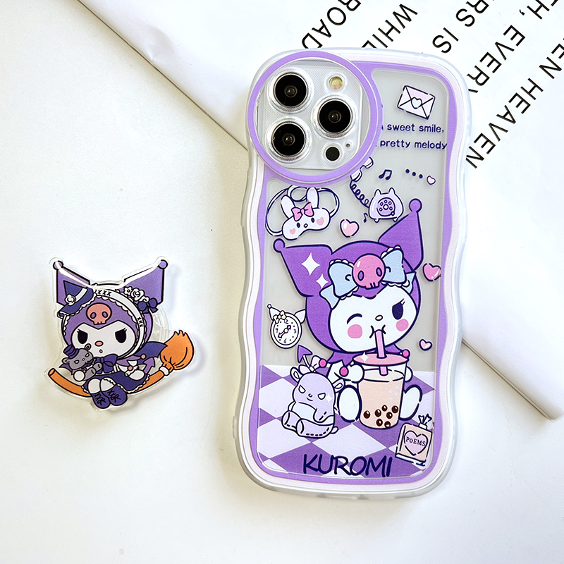Jizetin for Vivo V27E Back Cover + Free Pop Socket Sweet Melody Soft Wavy Shape TPU Phone Case For Girls Boys. 