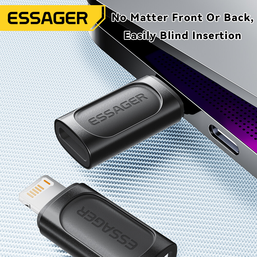 Essager OTG 3A Converter Lightning Female to Type-C Male Type-C Female to Lightning Male USB2.0 480Mbps Adapter for iPhone 15 14 13 Pro Max Xs Plus iPad Macbook Headphone Type C to iOS Converter. 
