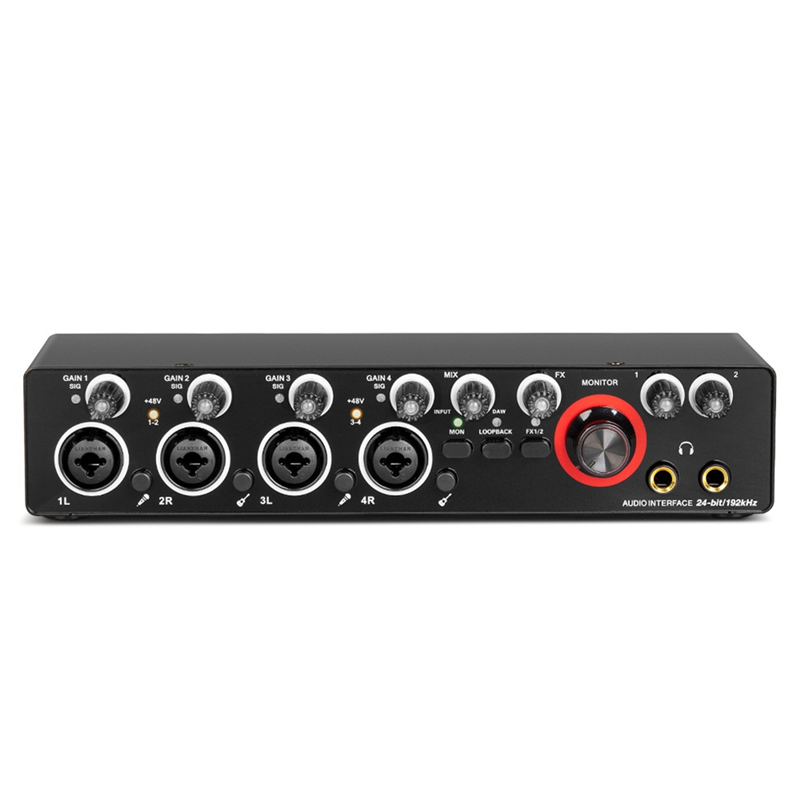 1Set Audio Interface Sound Card for Recording Professional Portable with Loopback Monitor for Audio Equipment