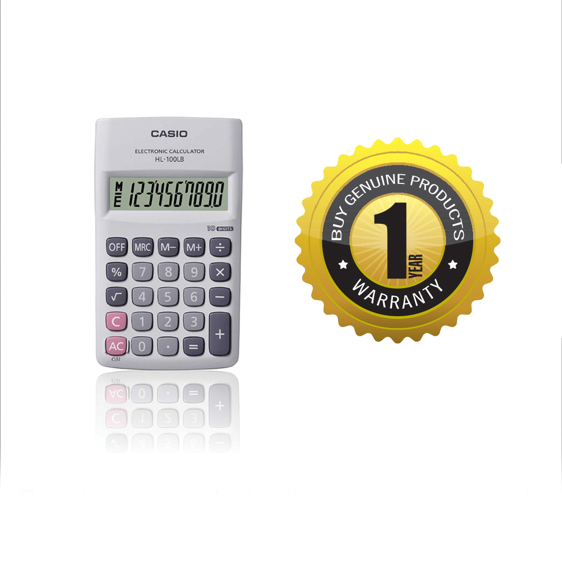 Casio HL100LB Battery Powered Basic Calculator - Grey. 